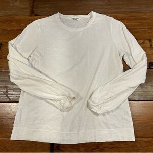 People Tree White Long Balloon Sleeve Tee Size 10